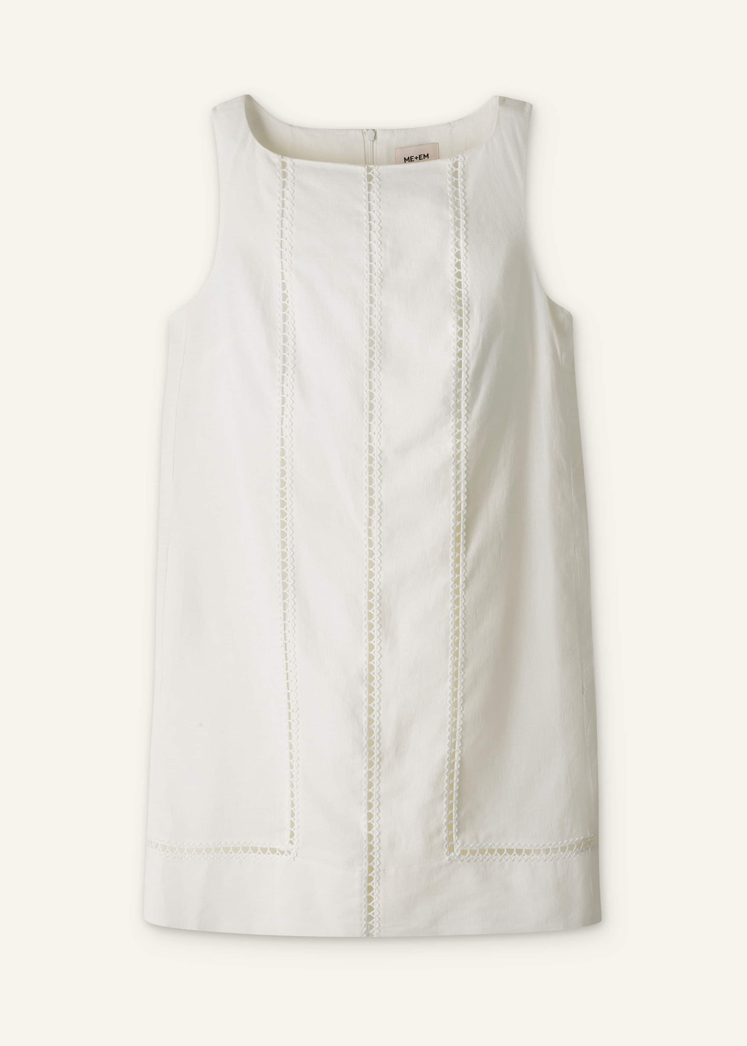 White Crease-Less Linen Embroidered Midi Dress meandem