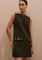 Olive Green Shift Mini Dress meandem