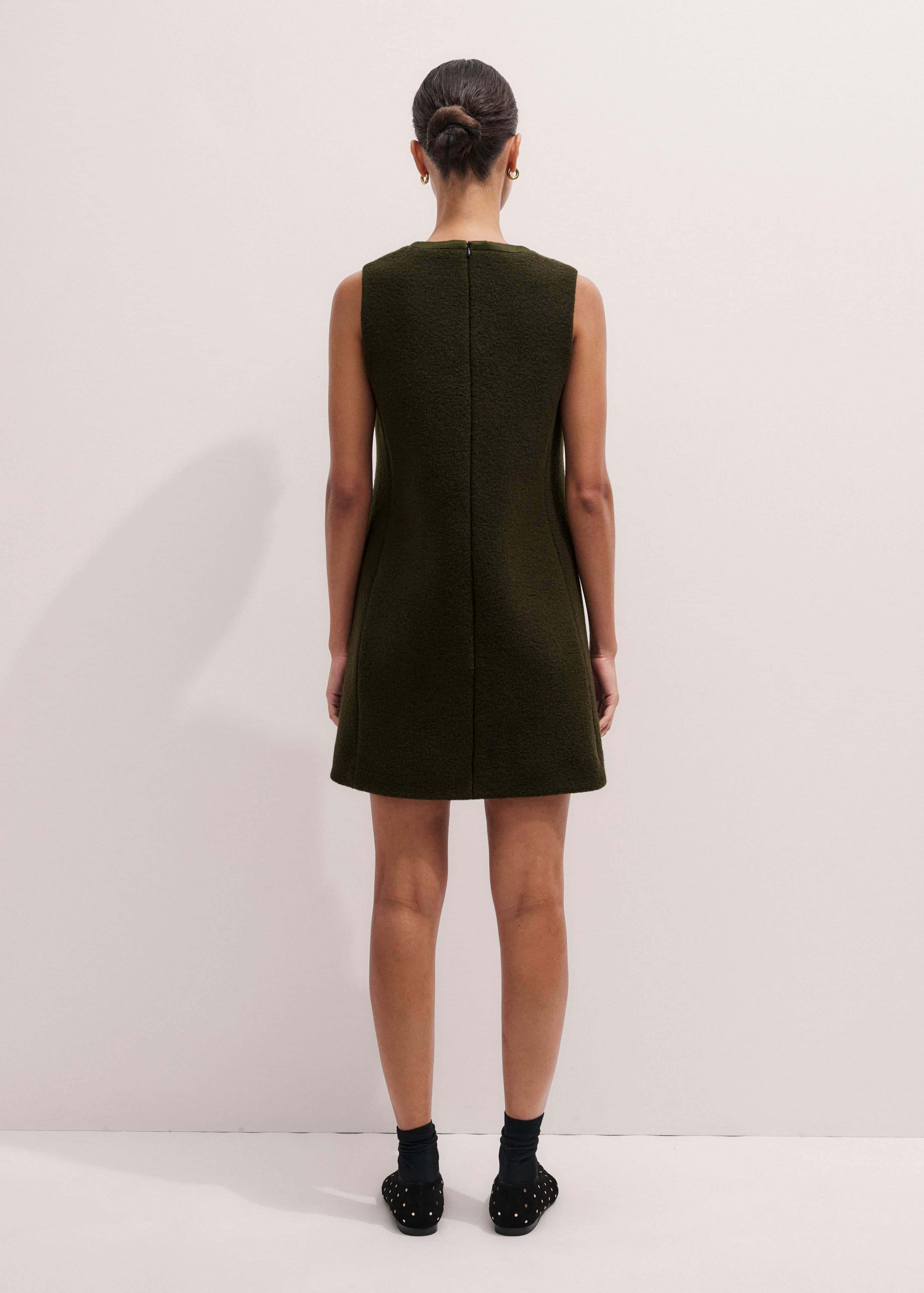 Olive Green Shift Mini Dress meandem