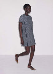 Navy Textured Short Sleeve Mini Dress meandem