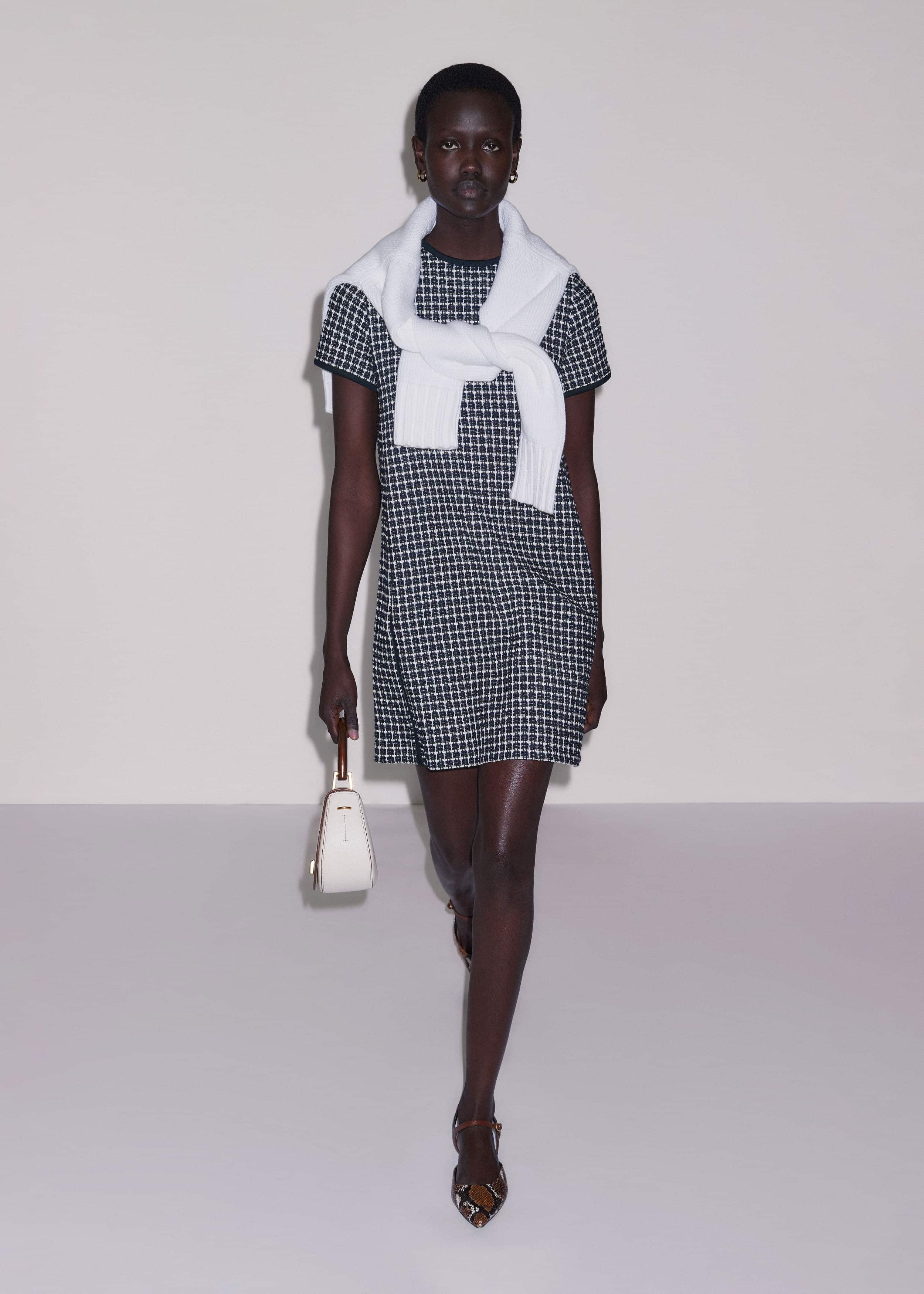 Navy Textured Short Sleeve Mini Dress meandem