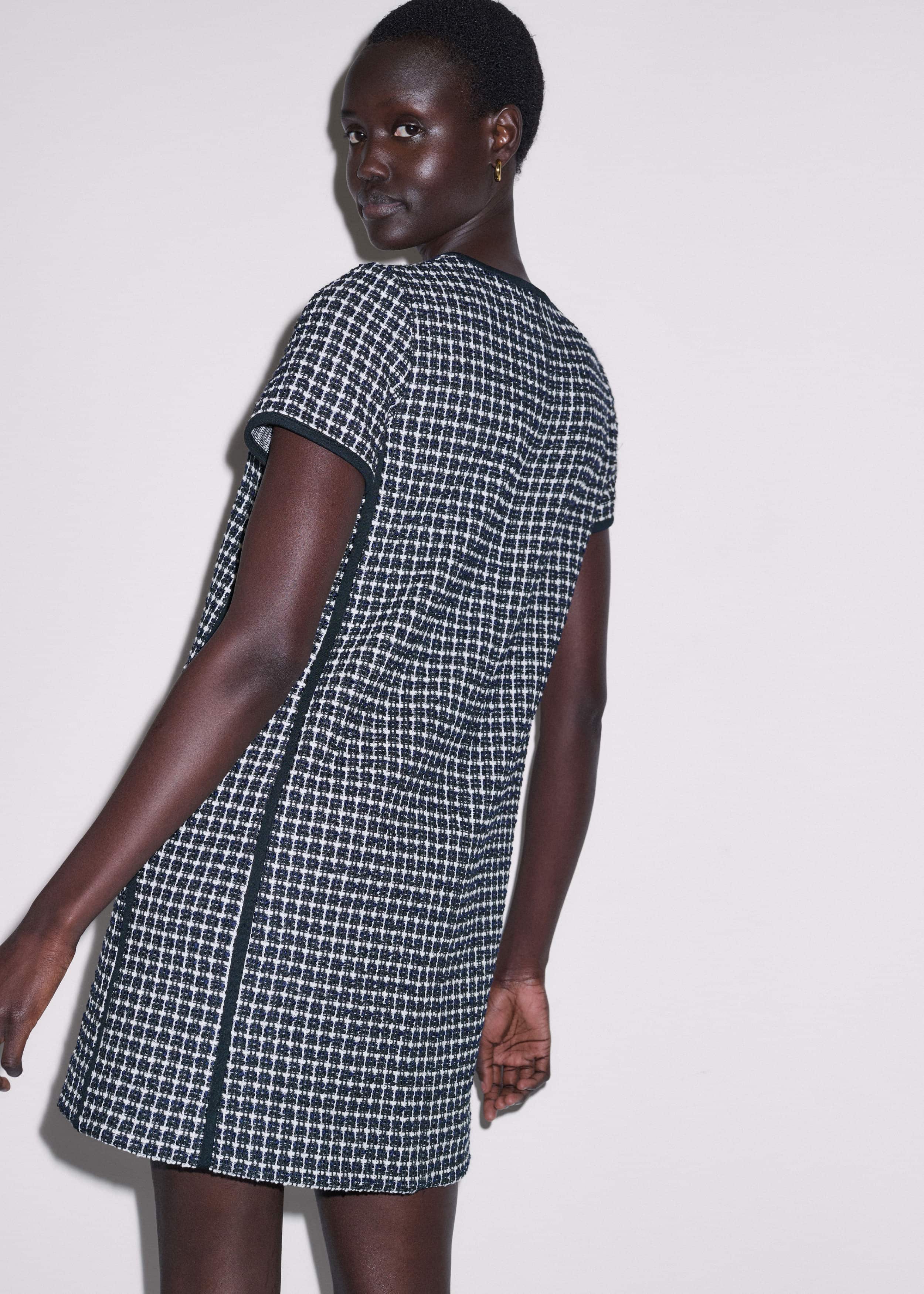 Navy Textured Short Sleeve Mini Dress meandem