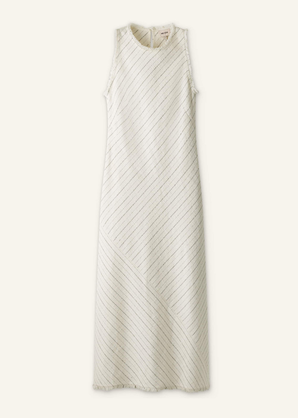 Ivory Striped Bias Cut Maxi Dress meandem