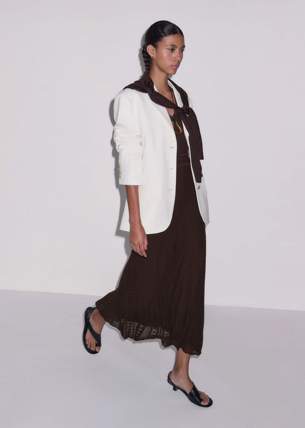 Brown Pointelle Maxi Dress meandem