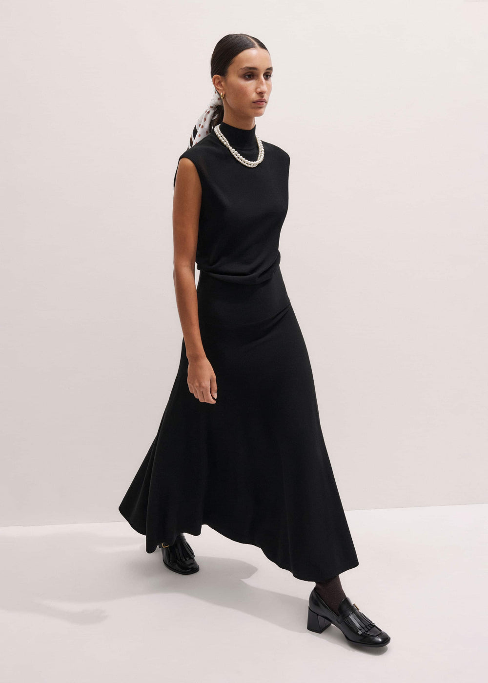 Black High Neck Knit Maxi Dress + Layering Top meandem
