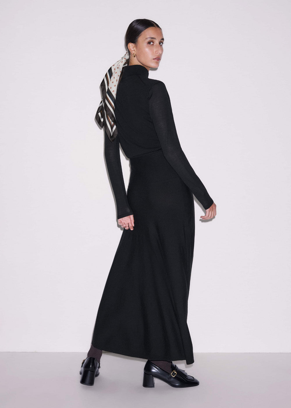 Black High Neck Knit Maxi Dress + Layering Top meandem