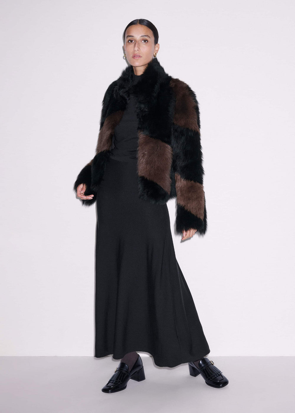 Black High Neck Knit Maxi Dress + Layering Top meandem