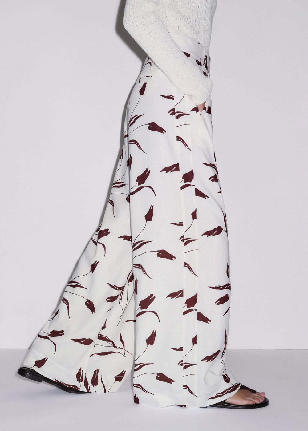Cream Crease-Less Linen Wide-Leg Pant meandem