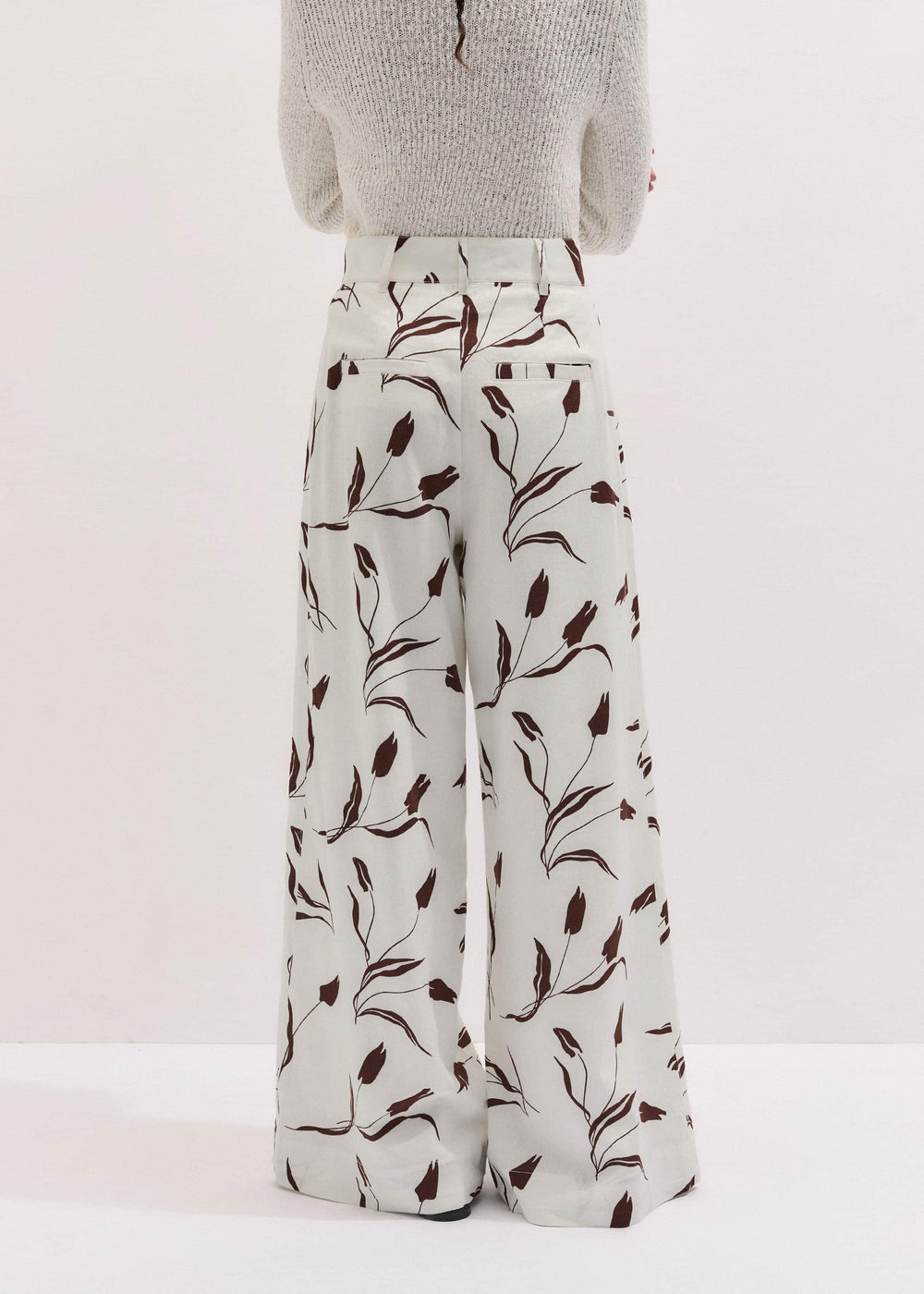 Cream Crease-Less Linen Wide-Leg Pant meandem