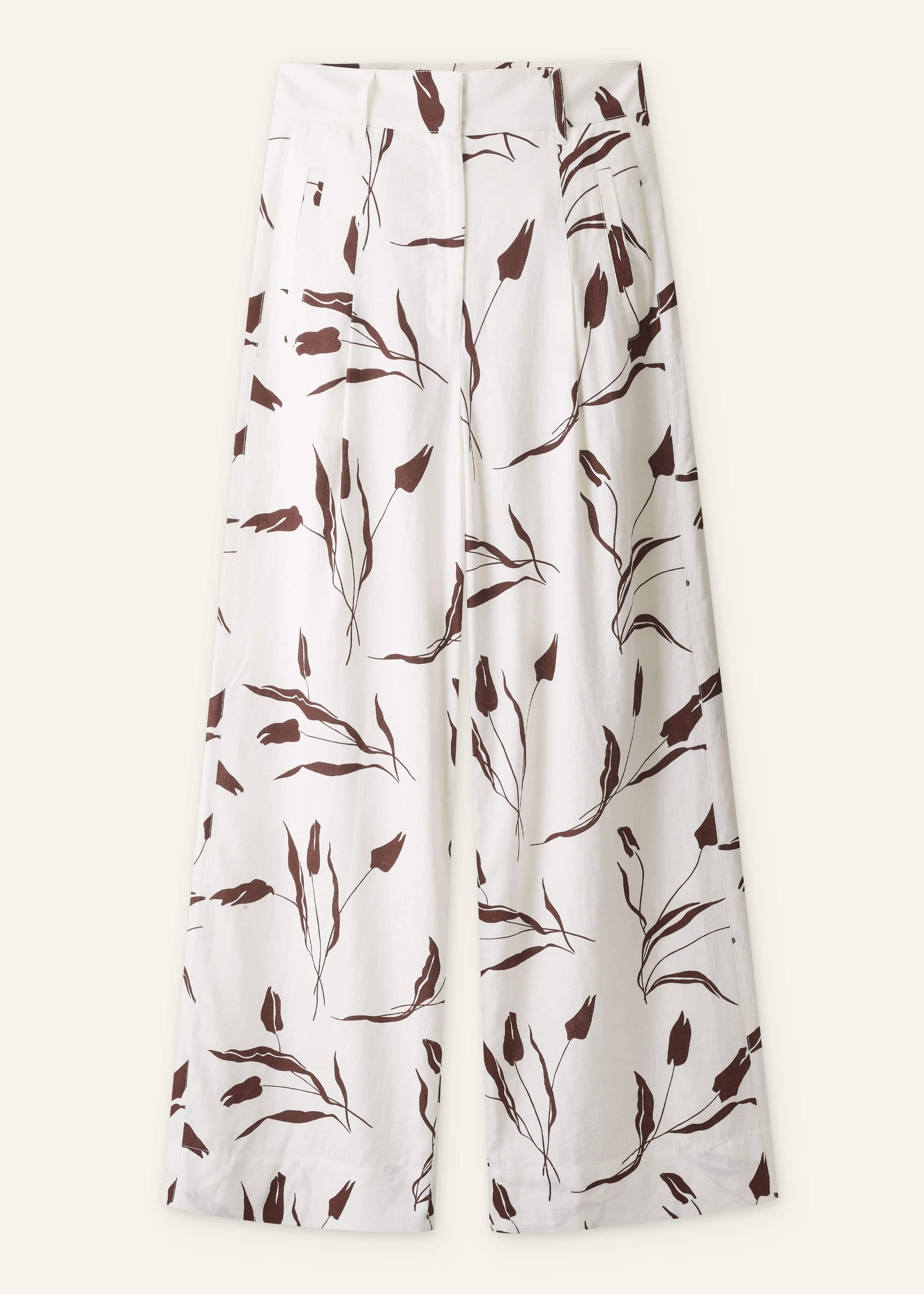 Cream Crease-Less Linen Wide-Leg Pant meandem