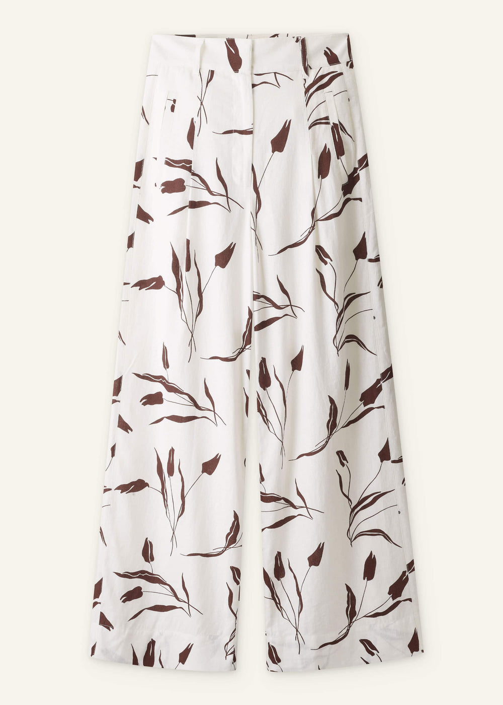 Cream Crease-Less Linen Wide-Leg Pant meandem