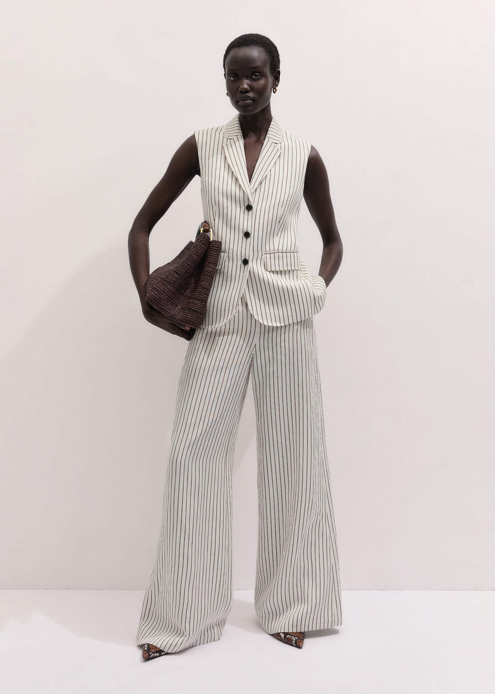 Ivory High Waist Wide Pant meandem