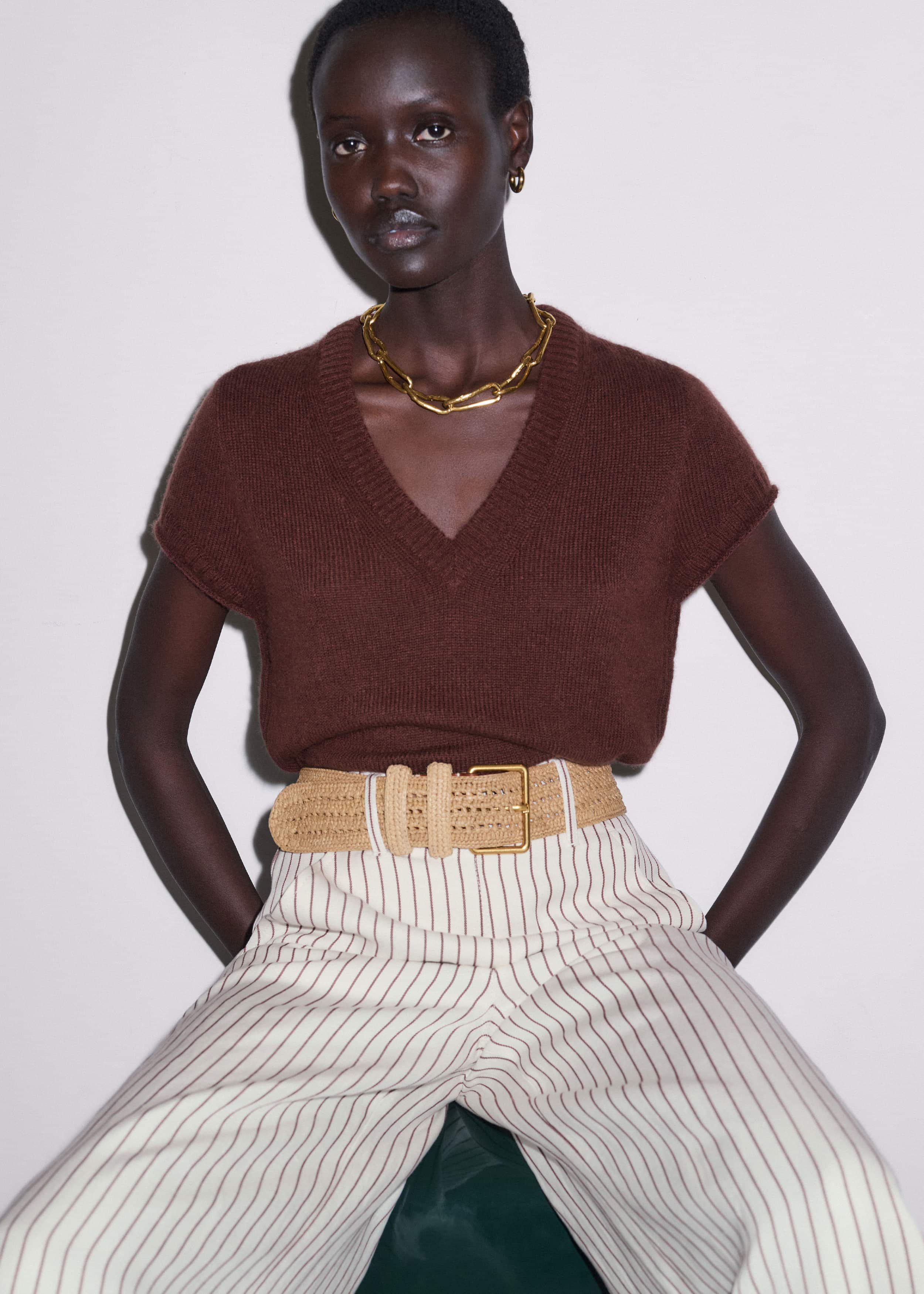 Ivory High Waist Wide Pant meandem