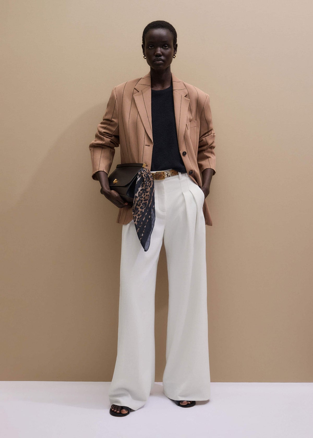 Ivory Double Pleat Wide-Leg Pant meandem