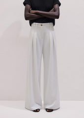 Ivory Double Pleat Wide-Leg Pant meandem