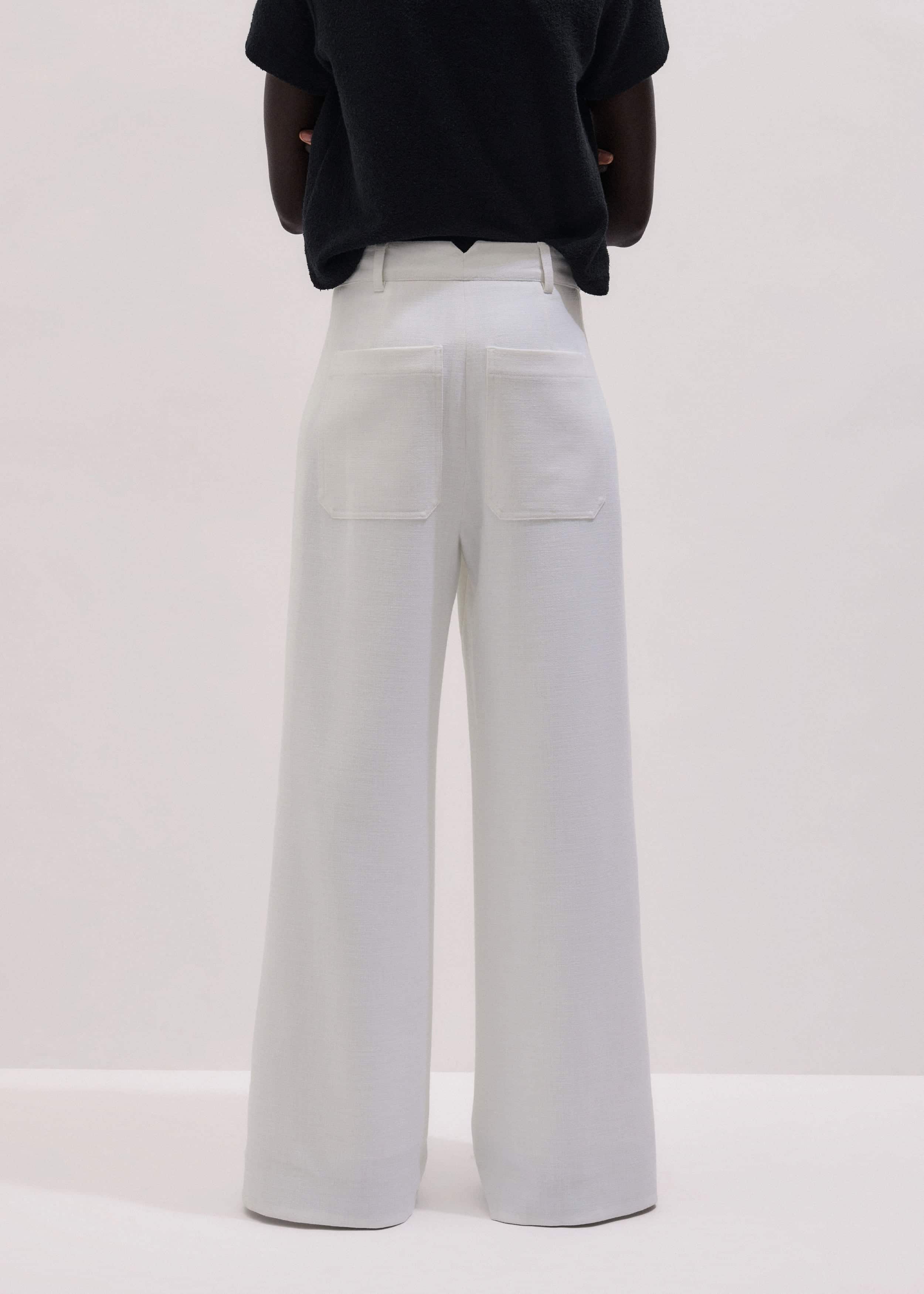 Ivory Double Pleat Wide-Leg Pant meandem