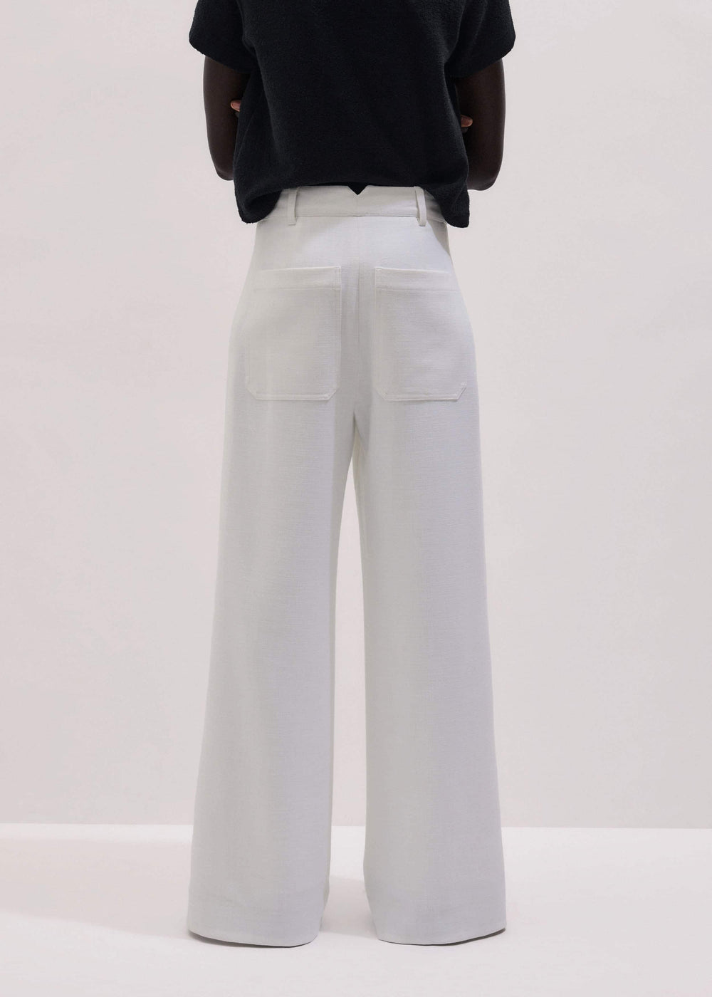 Ivory Double Pleat Wide-Leg Pant meandem
