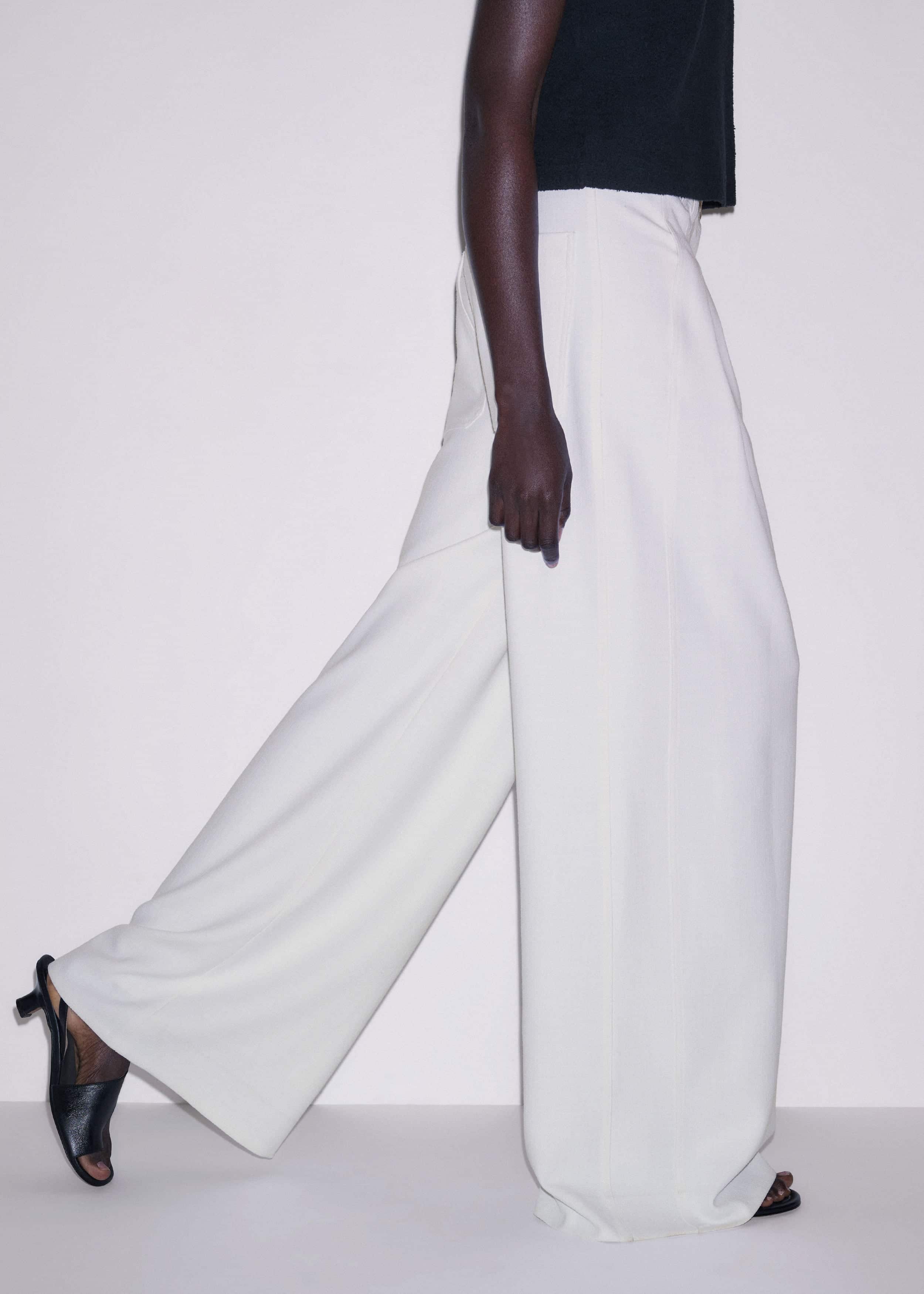 Ivory Double Pleat Wide-Leg Pant meandem