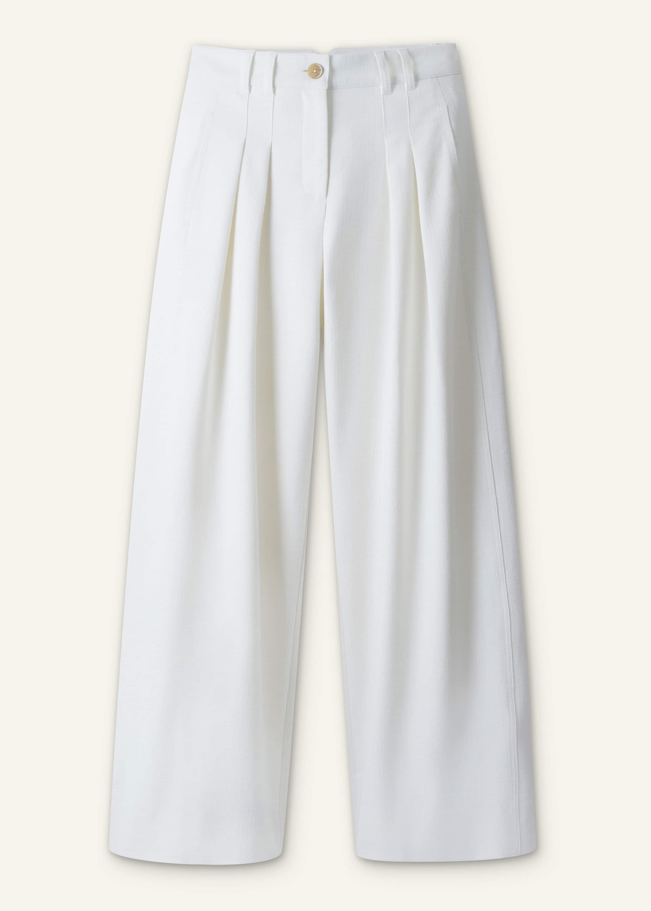 Ivory Double Pleat Wide-Leg Pant meandem