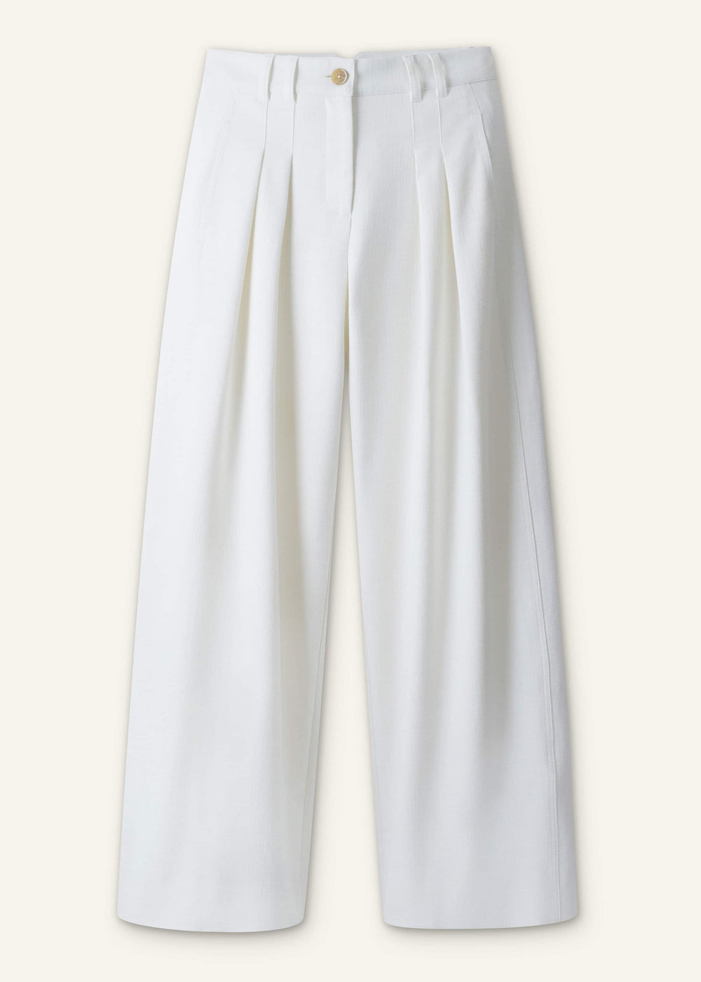 Ivory Double Pleat Wide-Leg Pant meandem
