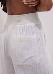White Cheesecloth Wide-Leg Pant meandem