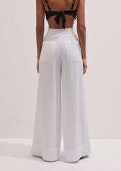 White Cheesecloth Wide-Leg Pant meandem