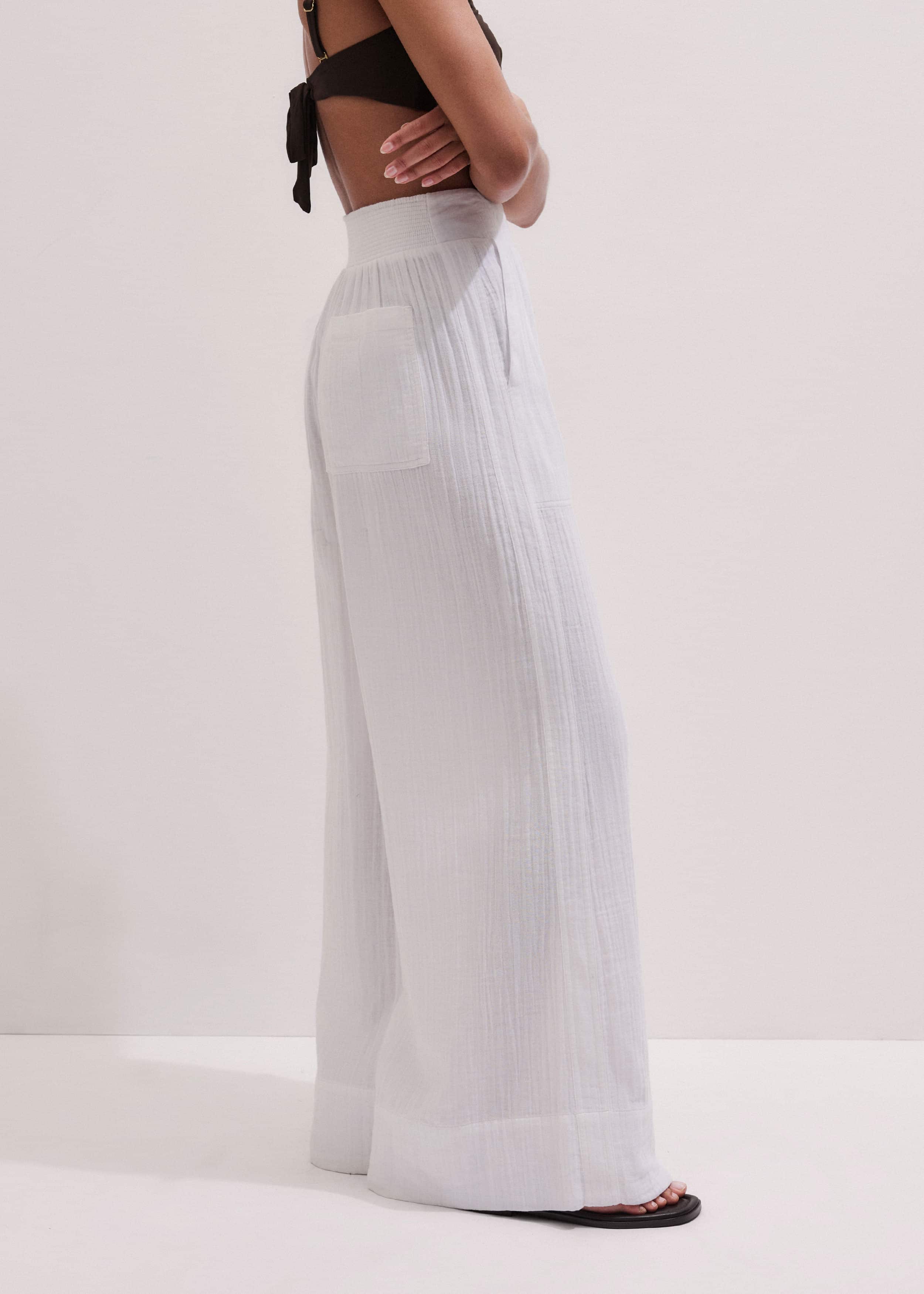 White Cheesecloth Wide-Leg Pant meandem