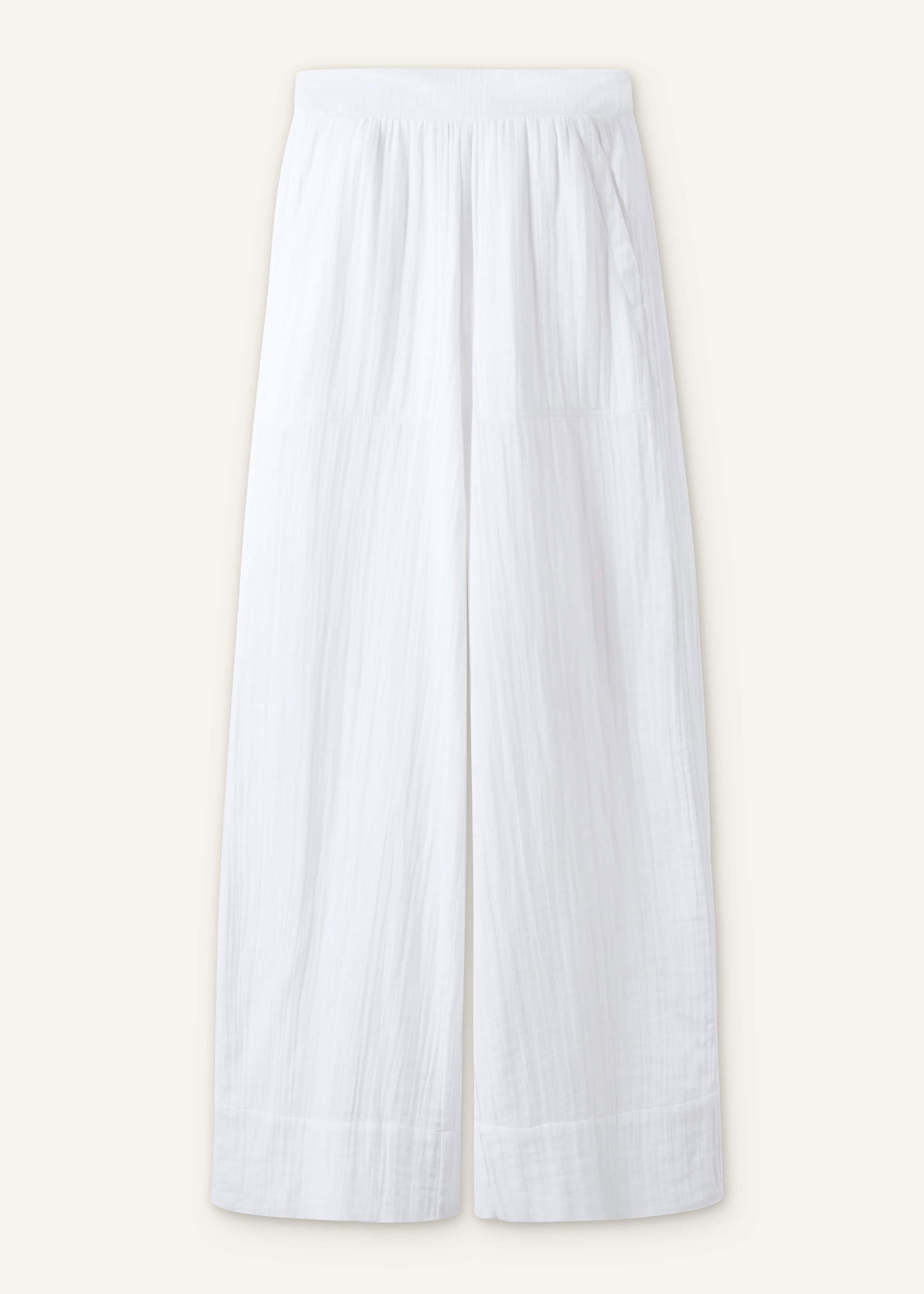 White Cheesecloth Wide-Leg Pant meandem