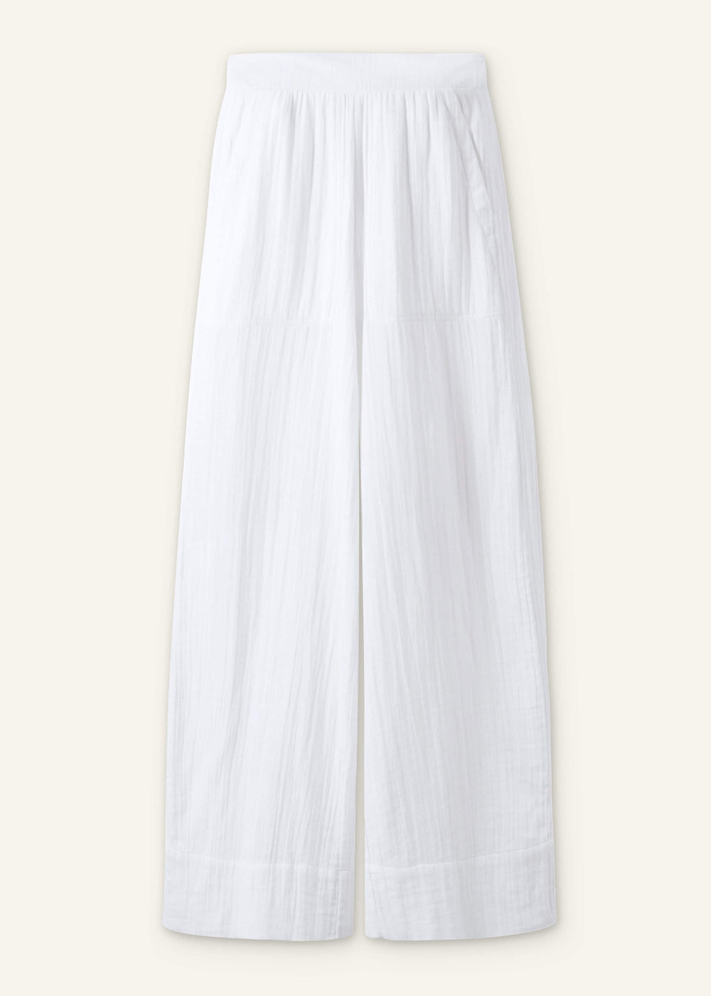 White Cheesecloth Wide-Leg Pant meandem