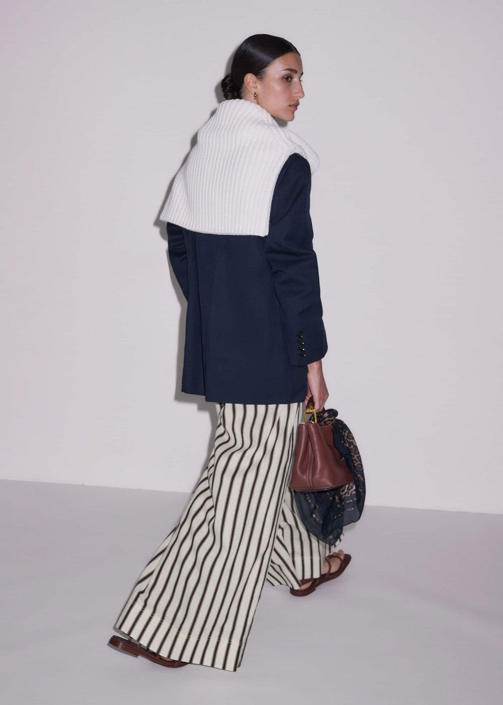 Cream Linen-Blend Spring Stripe Wide-Leg Pant meandem