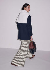 Cream Linen-Blend Spring Stripe Wide-Leg Pant meandem