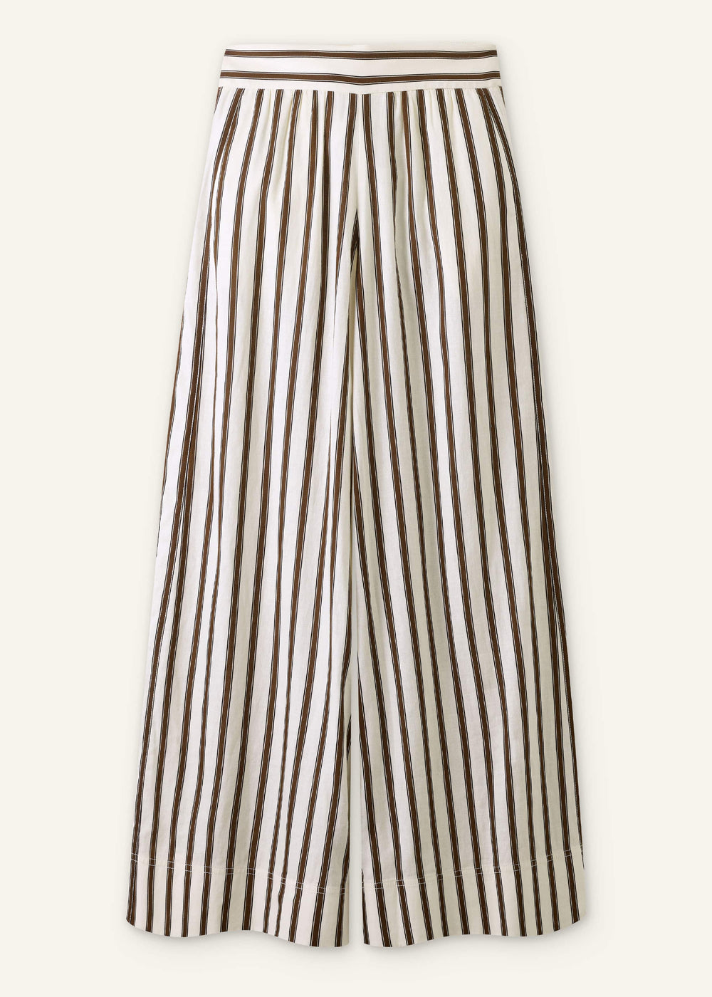 Cream Linen-Blend Spring Stripe Wide-Leg Pant meandem