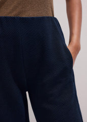 Navy Cable Jacquard Wide-Leg Pant meandem