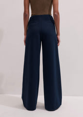 Navy Cable Jacquard Wide-Leg Pant meandem