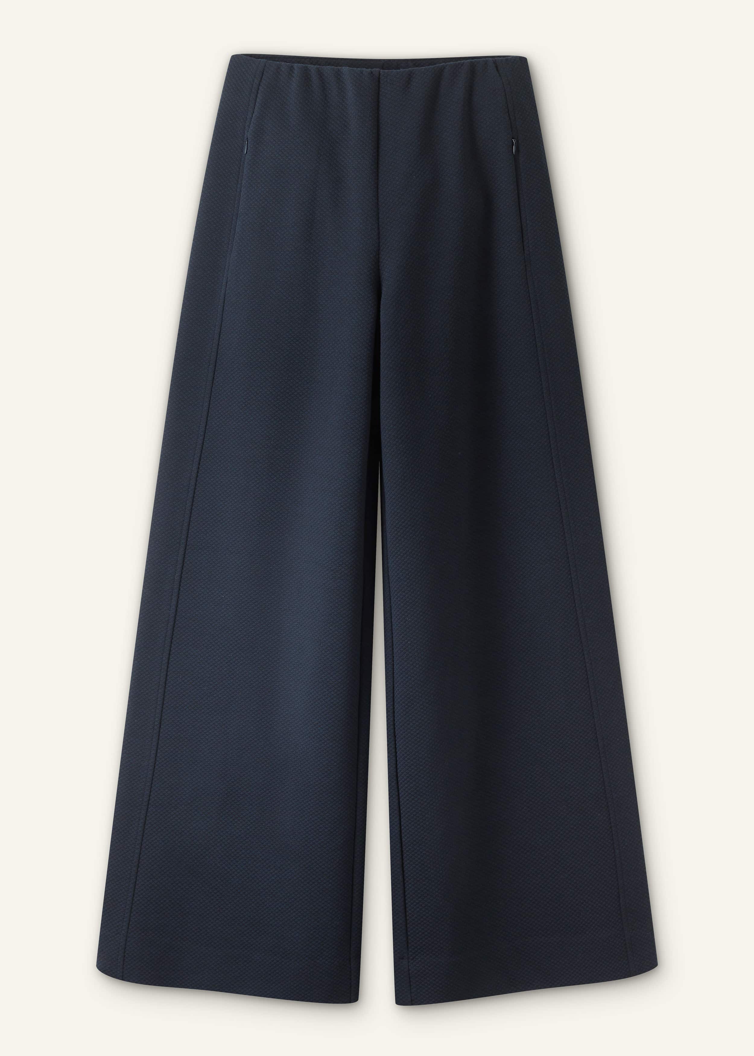 Navy Cable Jacquard Wide-Leg Pant meandem