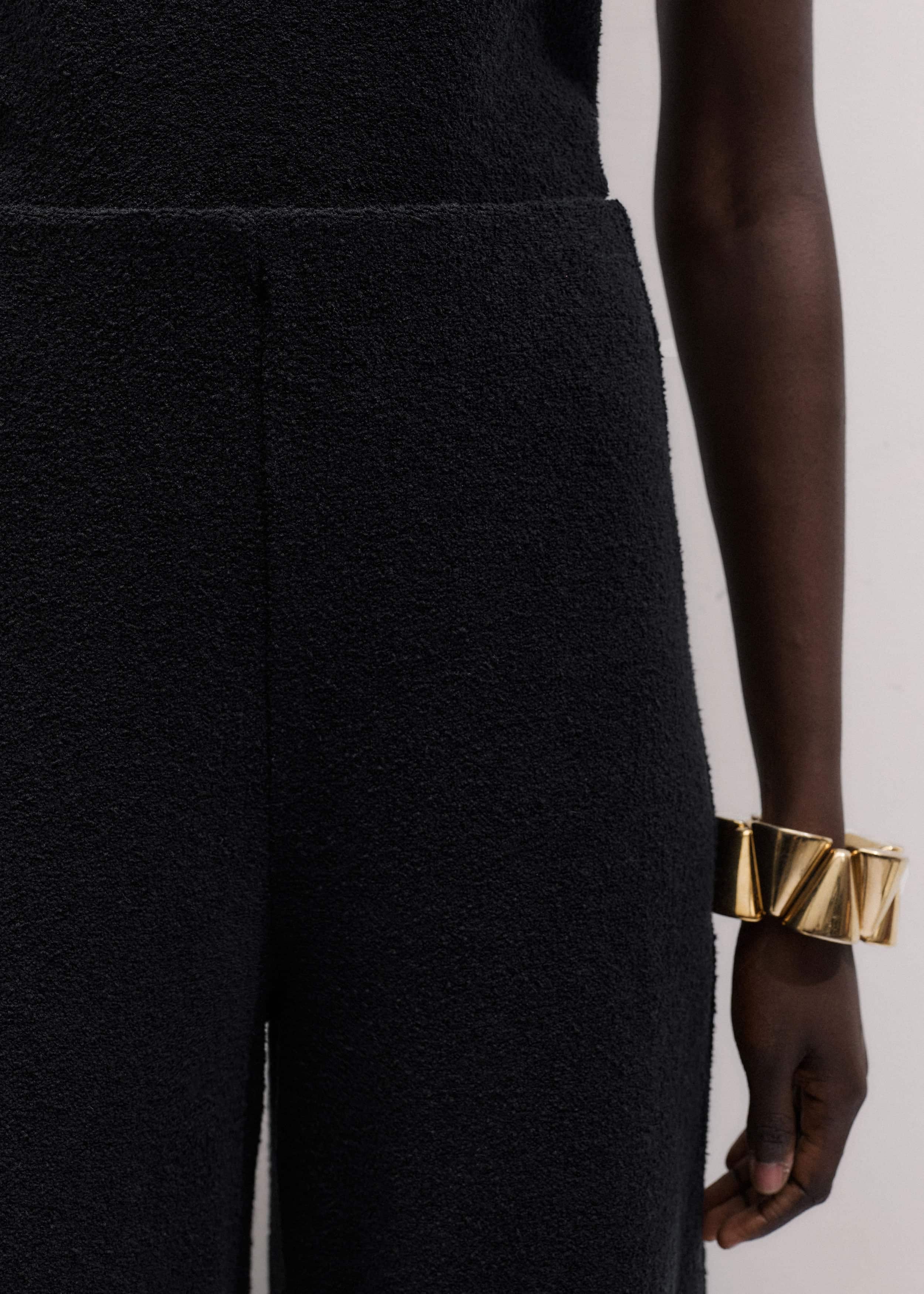 Black Textured Wide-Leg Palazzo Pant meandem