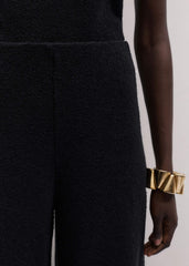 Black Textured Wide-Leg Palazzo Pant meandem