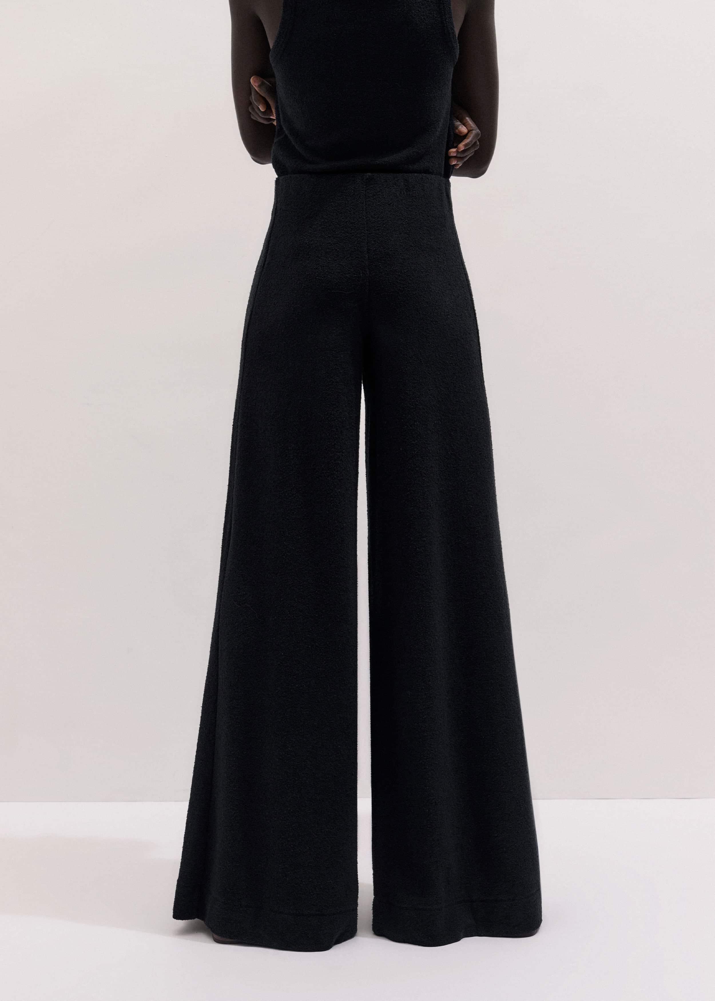 Black Textured Wide-Leg Palazzo Pant meandem