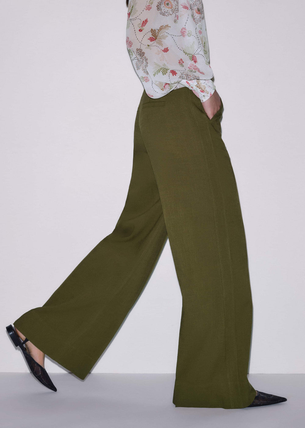 Olive Green Forever Wide-Leg Pant meandem