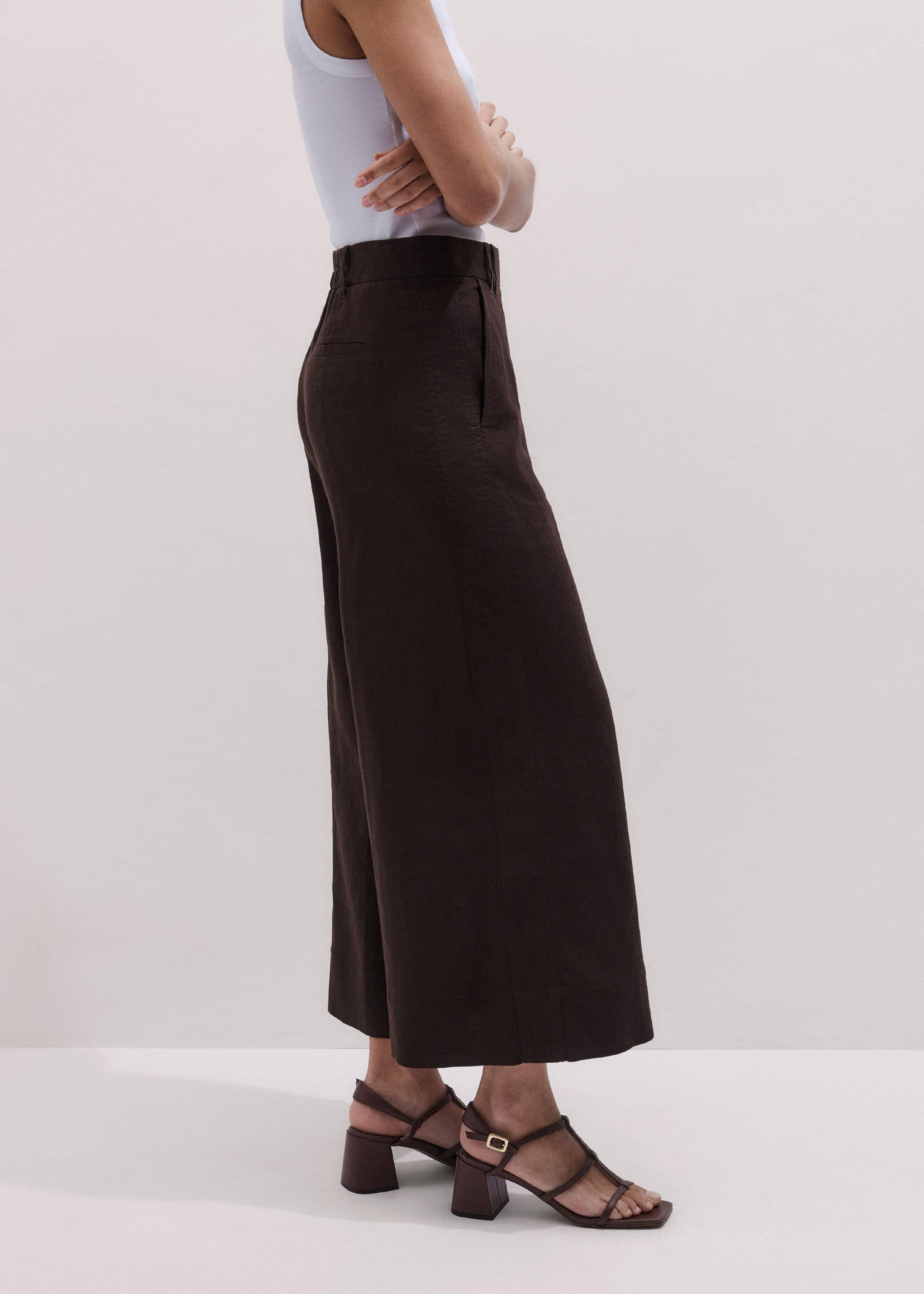 Brown Crop Wide-Leg Pant meandem