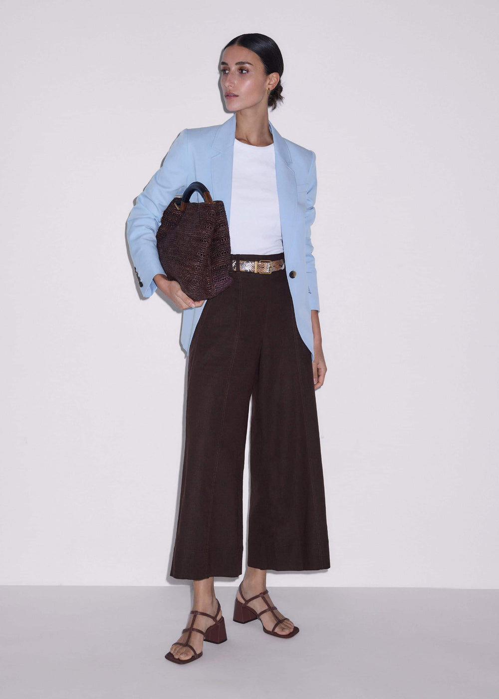 Brown Crop Wide-Leg Pant meandem