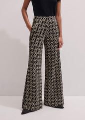 Navy Graphic Jacquard Wide-Leg Pant meandem