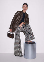 Navy Graphic Jacquard Wide-Leg Pant meandem