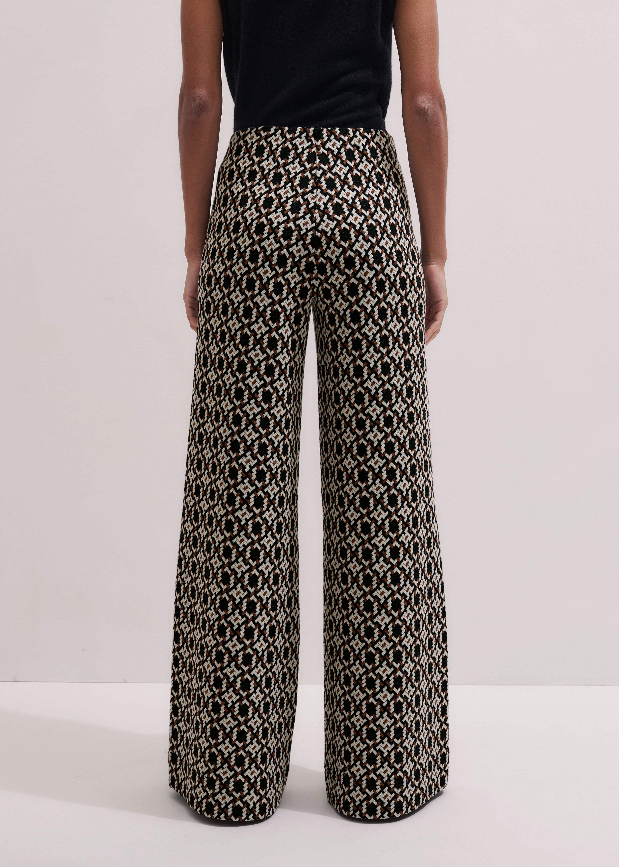 Navy Graphic Jacquard Wide-Leg Pant meandem