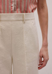 Ivory Luxe Jacquard Wide-Leg Pant meandem
