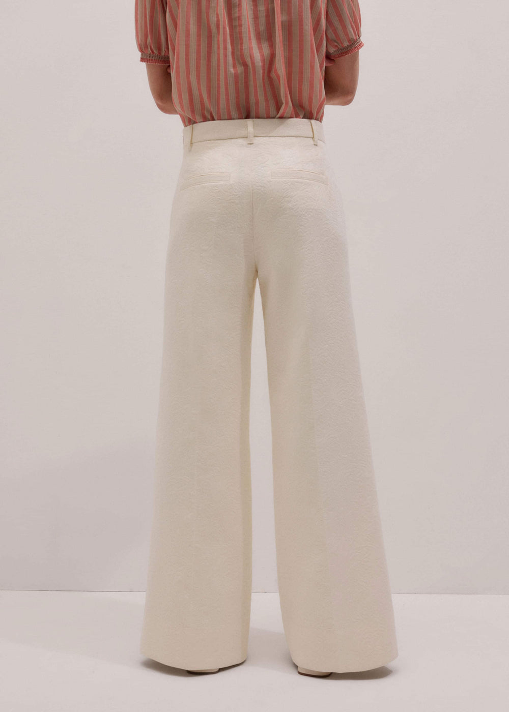 Ivory Luxe Jacquard Wide-Leg Pant meandem