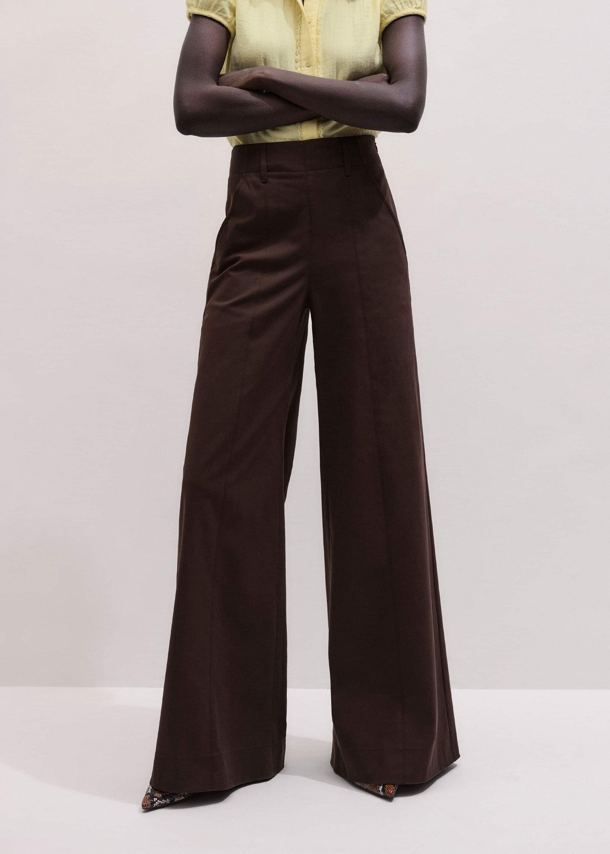 Brown High Waist Wide-Leg Pant meandem