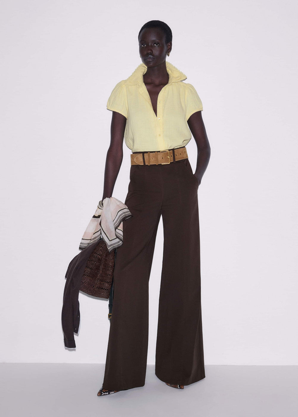Brown High Waist Wide-Leg Pant meandem