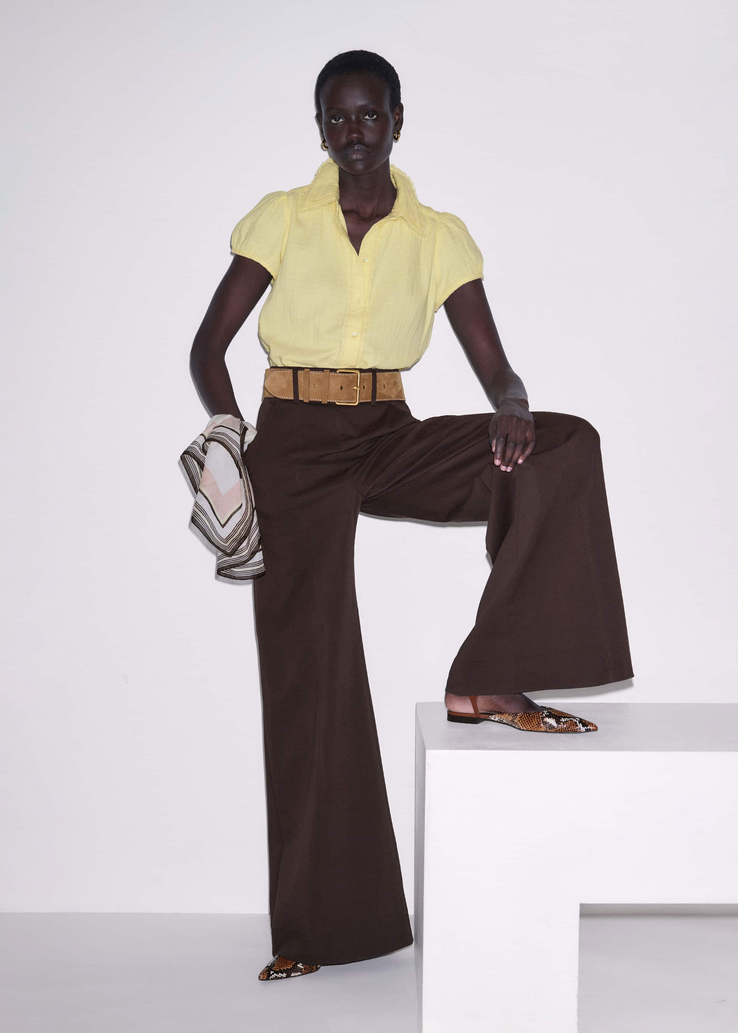 Brown High Waist Wide-Leg Pant meandem