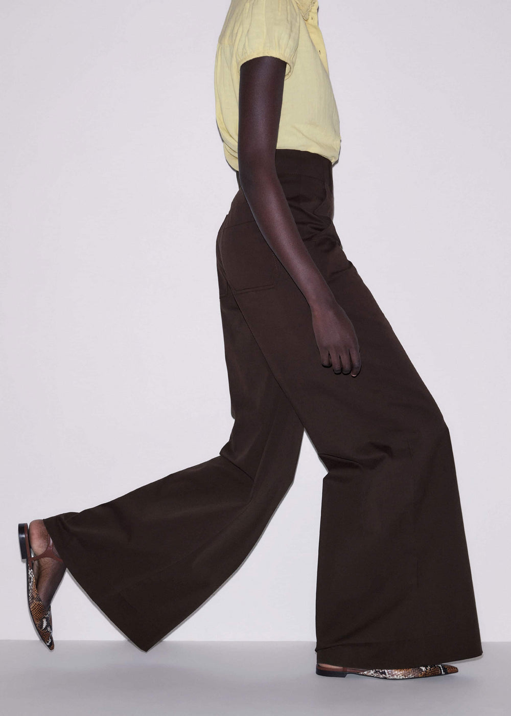 Brown High Waist Wide-Leg Pant meandem